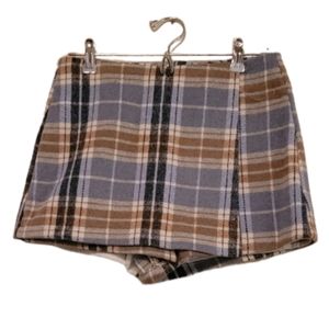 Multi-Coloured Forever 21 Women's Plaid Flannel Wrap Skort